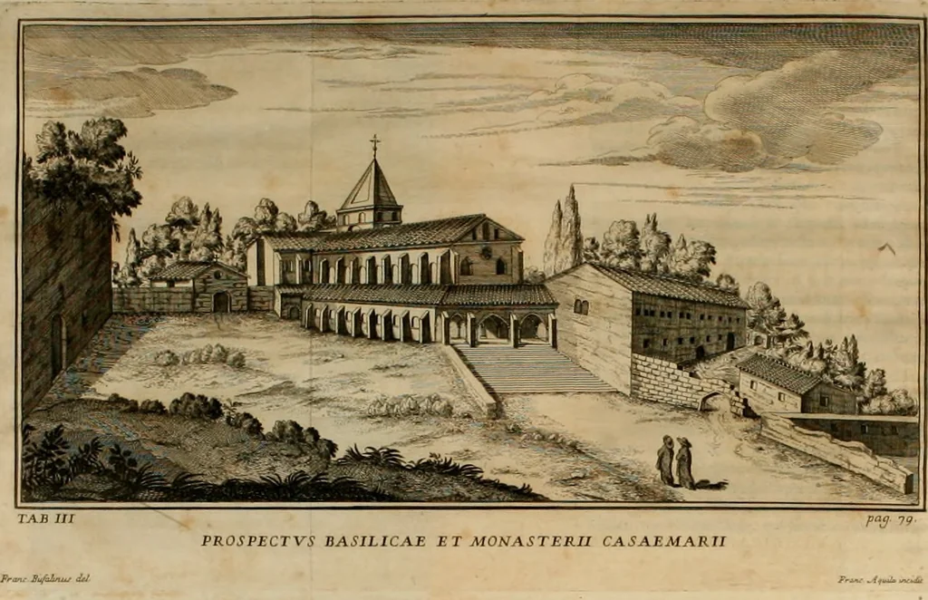 An illustration from Monasterii Sanctae Mariae et Sanctorum Johannis et Pauli de Casaemario brevis historia, 1707, leaf 111