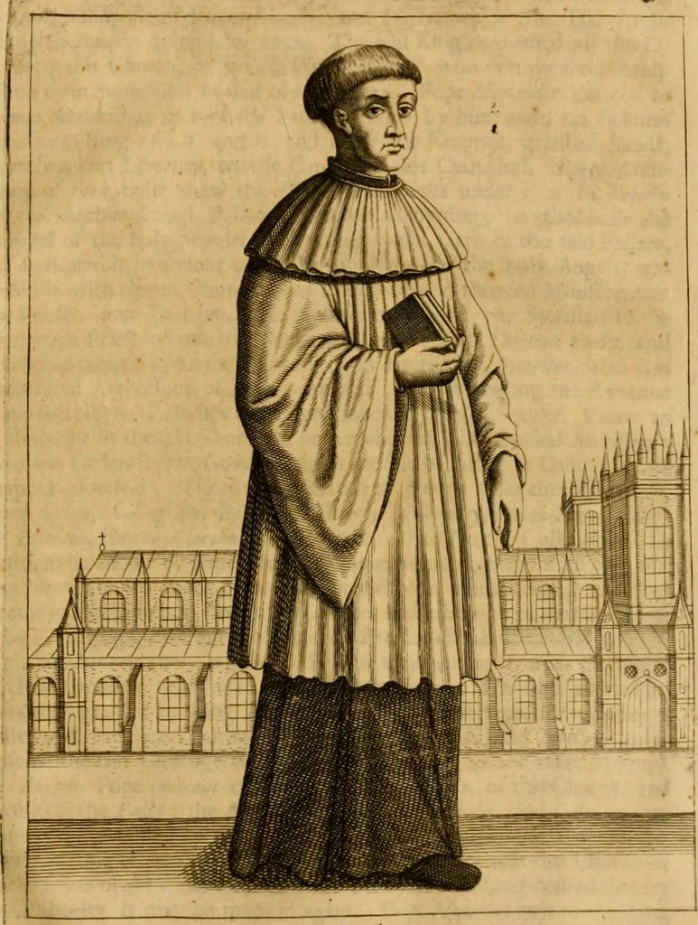 An illustration from Monasticon Anglicanum, or, The history of the ancient abbies, and other monasteries, hospitals, cathedral and collegiate churches in England and Wales. With divers French, Irish, and Scotch monasteries formerly relating to England, 1693, leaf 326