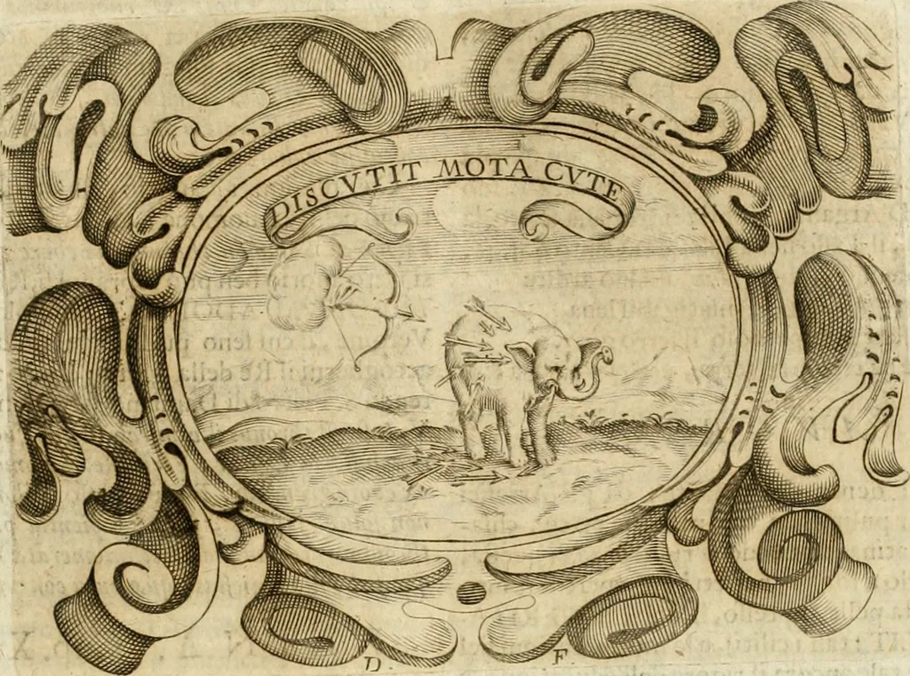 An illustration from Mondo simbolico : formato d'imprese scelte, spiegate, ed illustrate con sentenze ed eruditioni, sacre e profane : in questa impressione da mille e mille parti ampliato, 1669, leaf 304
