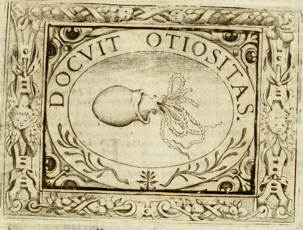 An illustration from Mondo simbolico : formato d'imprese scelte, spiegate, ed illustrate con sentenze ed eruditioni, sacre e profane : in questa impressione da mille e mille parti ampliato, 1669, leaf 368