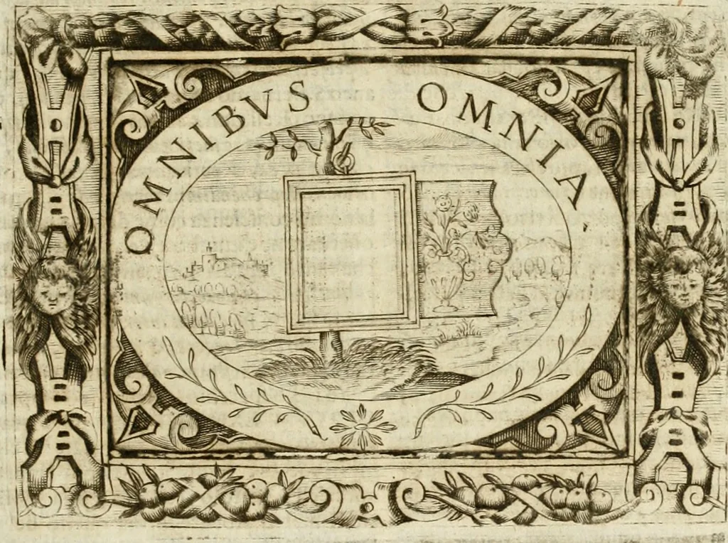 An illustration from Mondo simbolico : formato d'imprese scelte, spiegate, ed illustrate con sentenze ed eruditioni, sacre e profane : in questa impressione da mille e mille parti ampliato, 1669, leaf 668