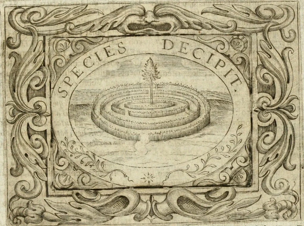 An illustration from Mondo simbolico : formato d'imprese scelte, spiegate, ed illustrate con sentenze ed eruditioni, sacre e profane : in questa impressione da mille e mille parti ampliato, 1669, leaf 692