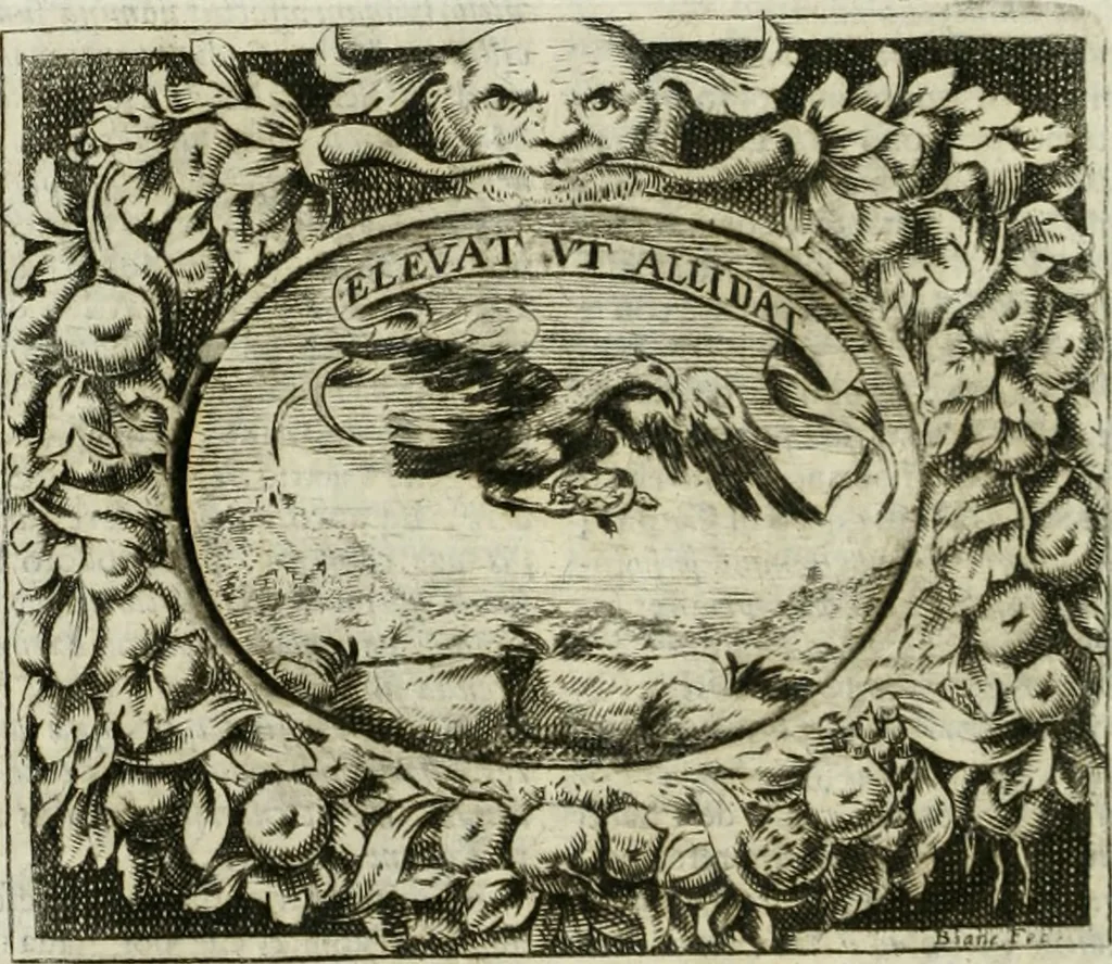 An illustration from Mondo simbolico : o sia vniversita d'imprese scelte, spiegate, ed' illvstrate con sentenze, ed eruditioni sacre, e profane, 1653, leaf 129