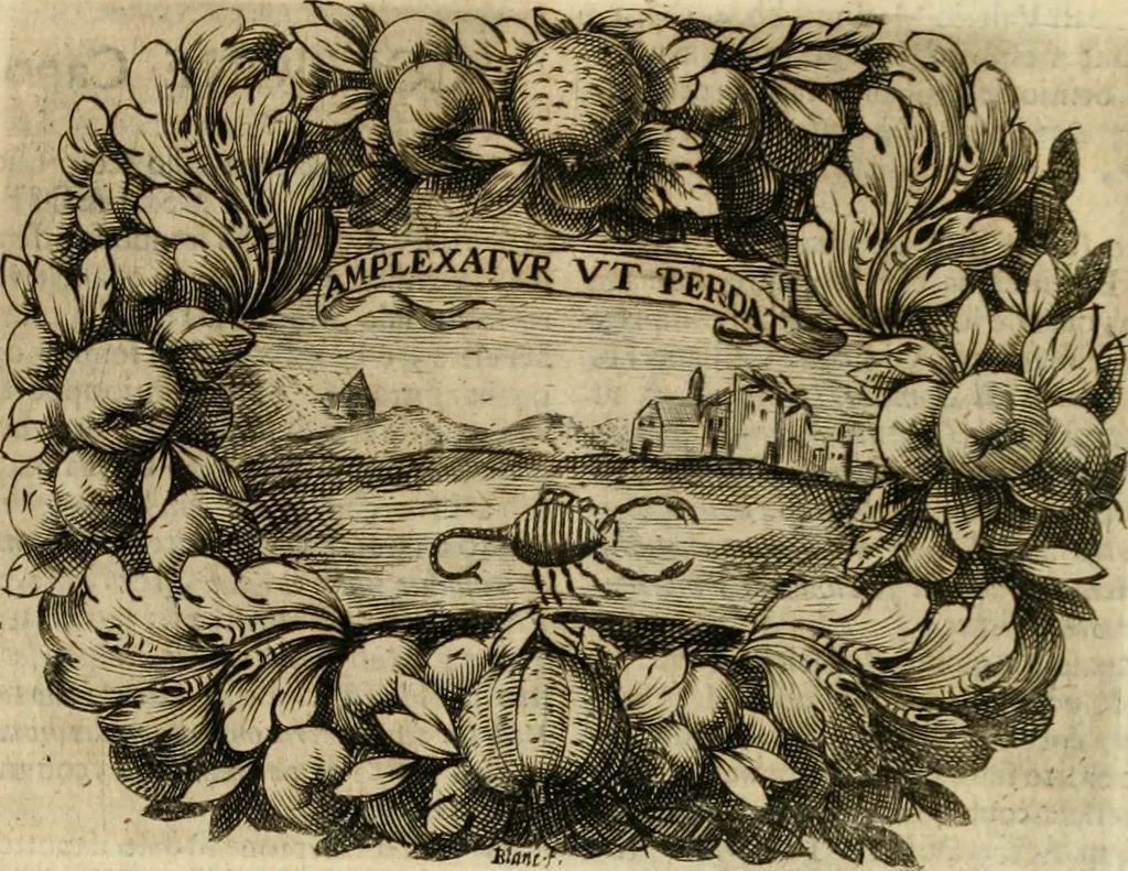 An illustration from Mondo simbolico : o sia vniversita d'imprese scelte, spiegate, ed' illvstrate con sentenze, ed eruditioni sacre, e profane, 1653, leaf 277