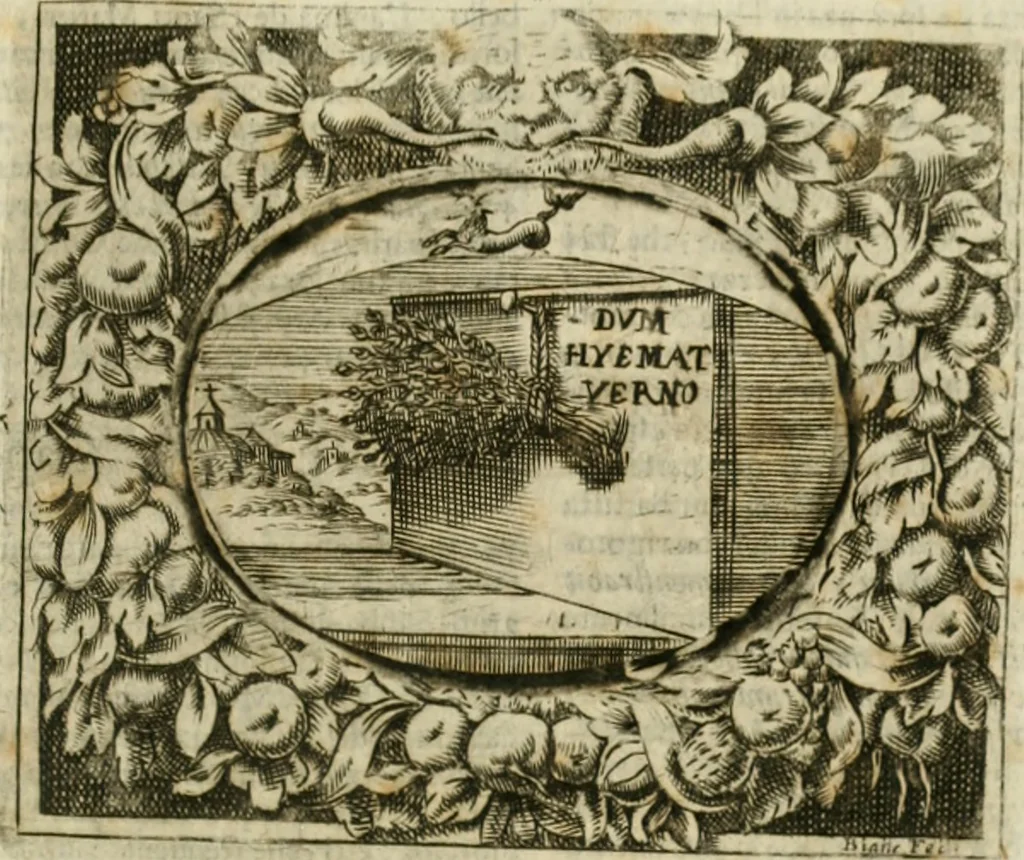An illustration from Mondo simbolico : o sia vniversita d'imprese scelte, spiegate, ed' illvstrate con sentenze, ed eruditioni sacre, e profane, 1653, leaf 364