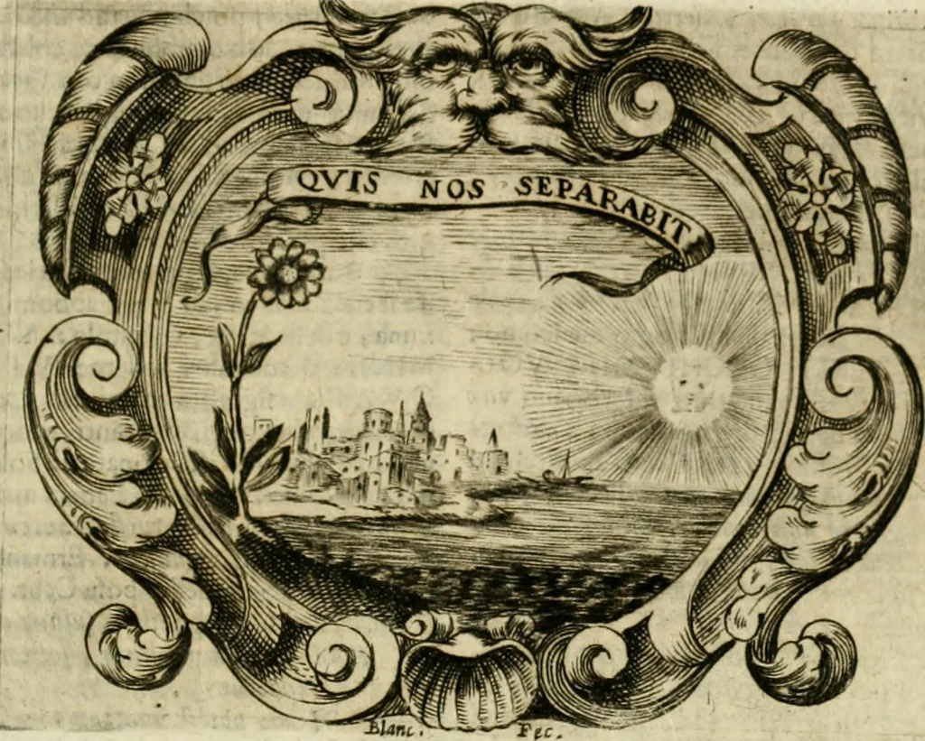 An illustration from Mondo simbolico : o sia vniversita d'imprese scelte, spiegate, ed' illvstrate con sentenze, ed eruditioni sacre, e profane, 1653, leaf 376