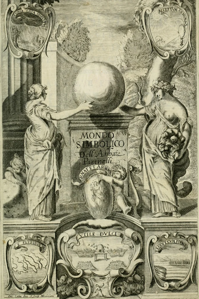 An illustration from Mondo simbolico : o sia vniversita d'imprese scelte, spiegate, ed' illvstrate con sentenze, ed eruditioni sacre, e profane, 1653, leaf 4