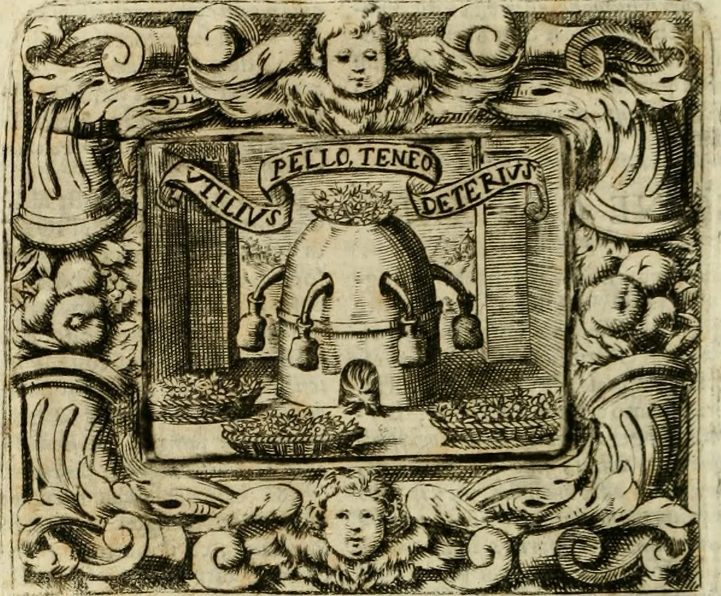 An illustration from Mondo simbolico : o sia vniversita d'imprese scelte, spiegate, ed' illvstrate con sentenze, ed eruditioni sacre, e profane, 1653, leaf 471
