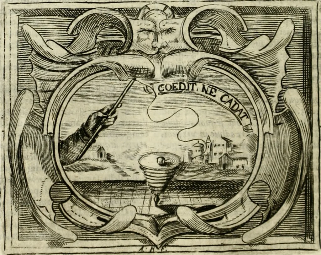 An illustration from Mondo simbolico : o sia vniversita d'imprese scelte, spiegate, ed' illvstrate con sentenze, ed eruditioni sacre, e profane, 1653, leaf 493
