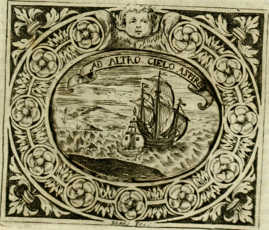 An illustration from Mondo simbolico : o sia vniversita d'imprese scelte, spiegate, ed' illvstrate con sentenze, ed eruditioni sacre, e profane, 1653, leaf 514