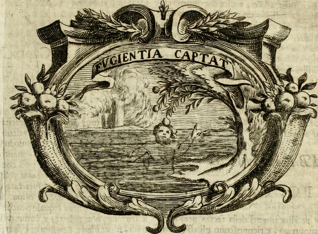 An illustration from Mondo simbolico, o sia, Vniuersita' d'imprese scelte, spiegate, ed' illustrate con sentenze ed eruditioni sacre e profane, 1653, leaf 120