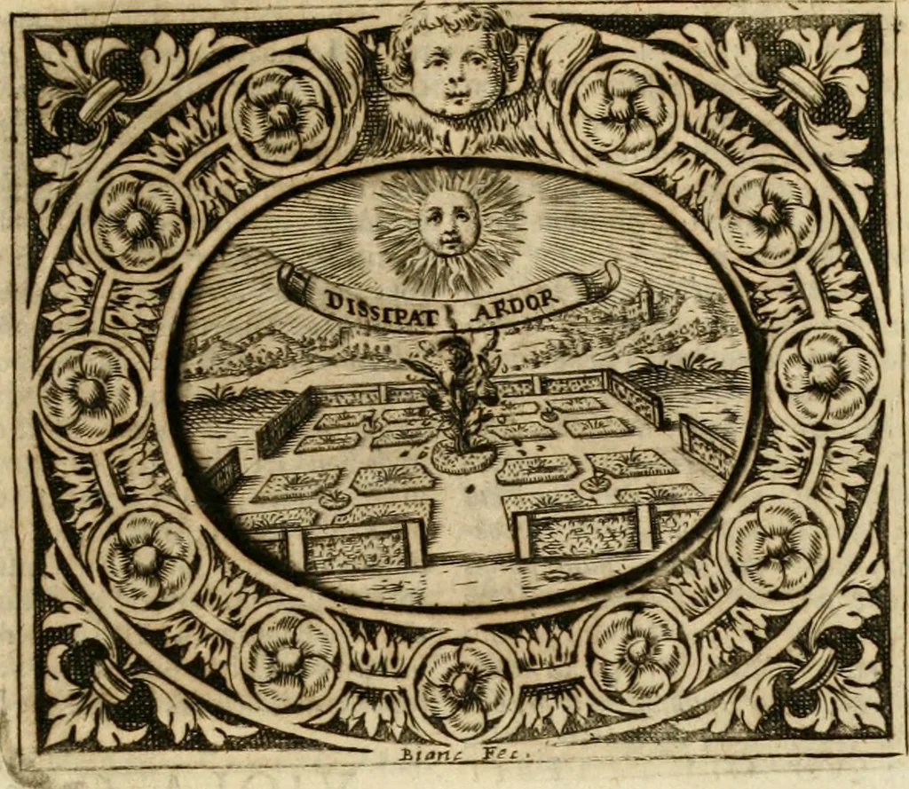 An illustration from Mondo simbolico, o sia, Vniuersita' d'imprese scelte, spiegate, ed' illustrate con sentenze ed eruditioni sacre e profane, 1653, leaf 386