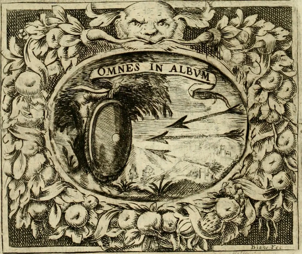 An illustration from Mondo simbolico, o sia, Vniuersita' d'imprese scelte, spiegate, ed' illustrate con sentenze ed eruditioni sacre e profane, 1653, leaf 557