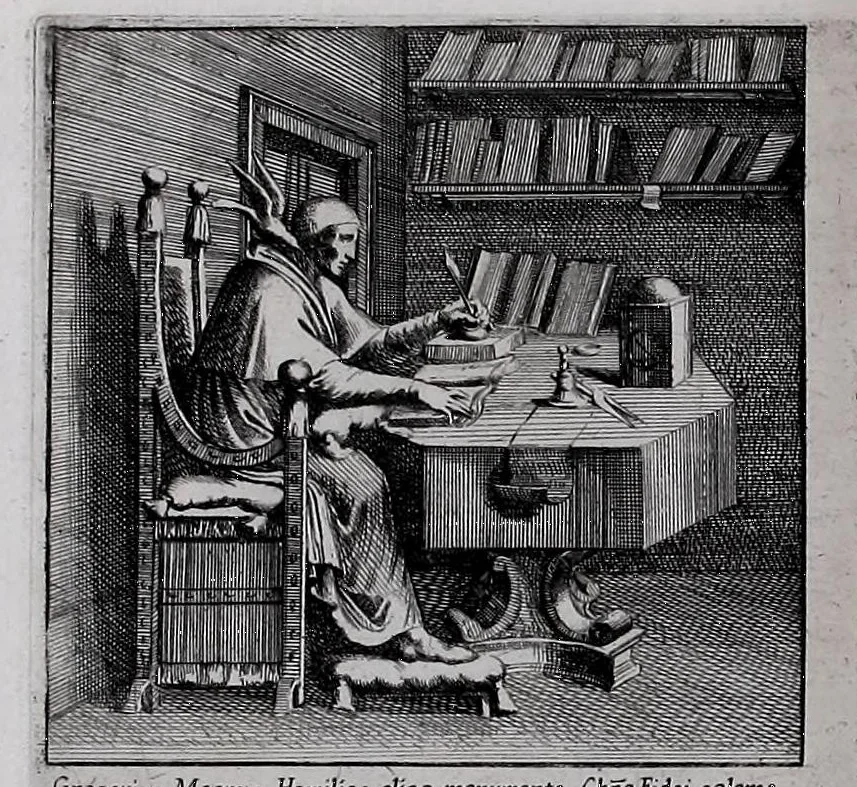 An illustration from Monocromata In Constantiniana Vaticani Aula ab artifice summo Iulio Pippio Romano in fimbrijs parietinarum iconum, Clementis VII iussu, elaborata, vetustate pene consumpta, Petrus Sanctes Bartolus a se delineata in aes aquà incidit simulq. a temporis iniurijs vindicavit, 1655, leaf 25