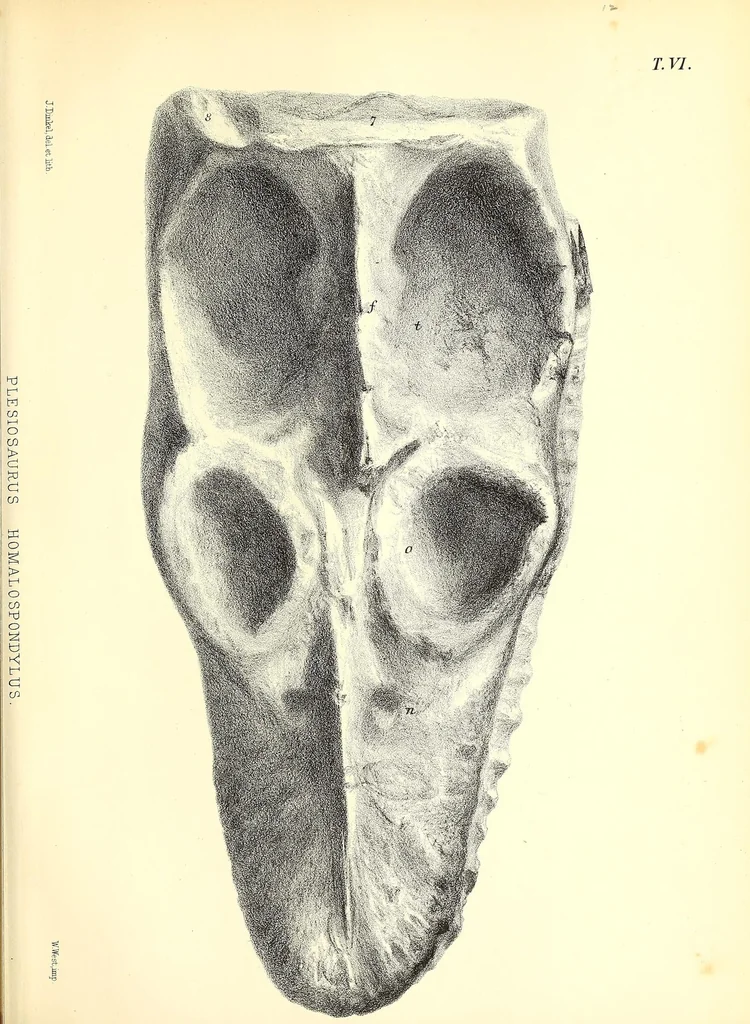 An illustration from A monograph of the fossil Reptilia of the Liassic formations, 1861, leaf 215