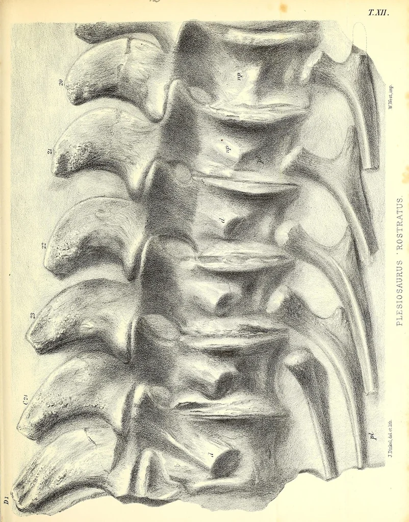 An illustration from A monograph of the fossil Reptilia of the Liassic formations, 1861, leaf 243