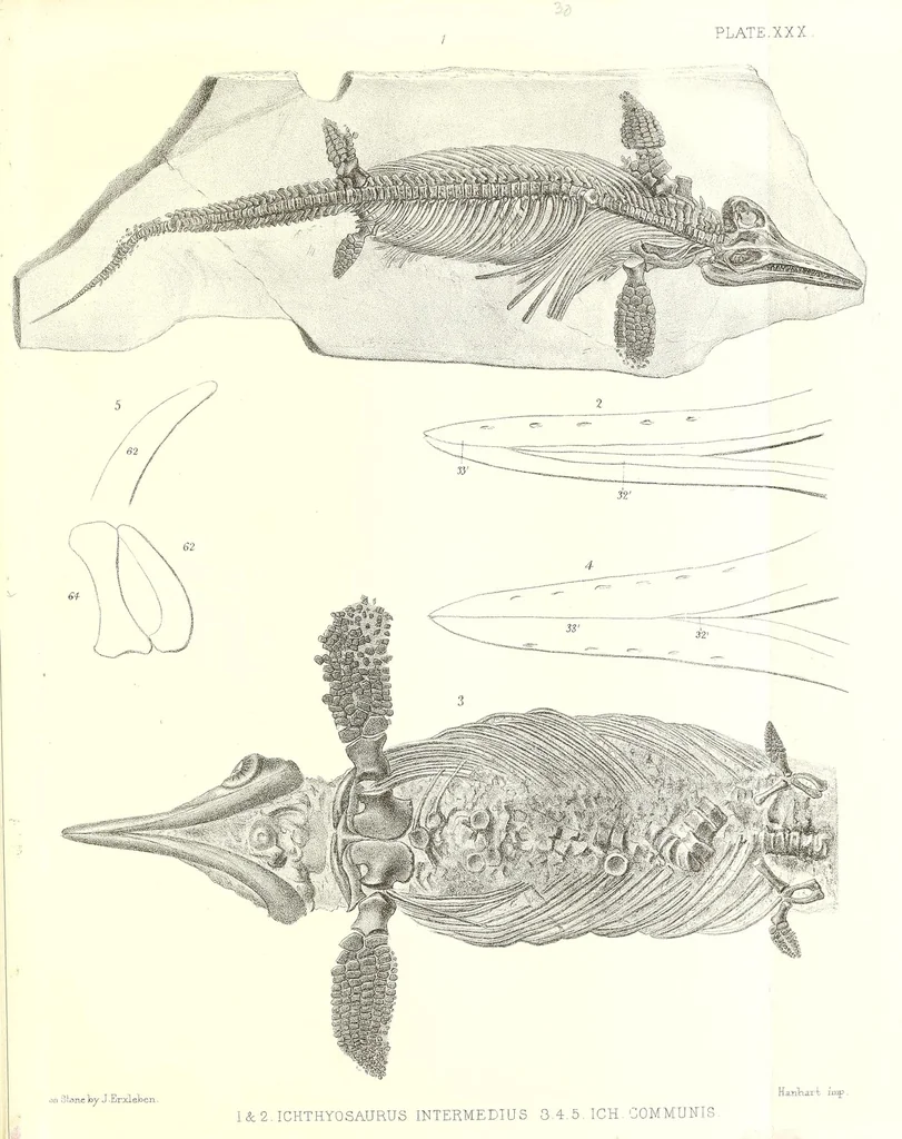 An illustration from A monograph of the fossil Reptilia of the Liassic formations, 1861, leaf 427
