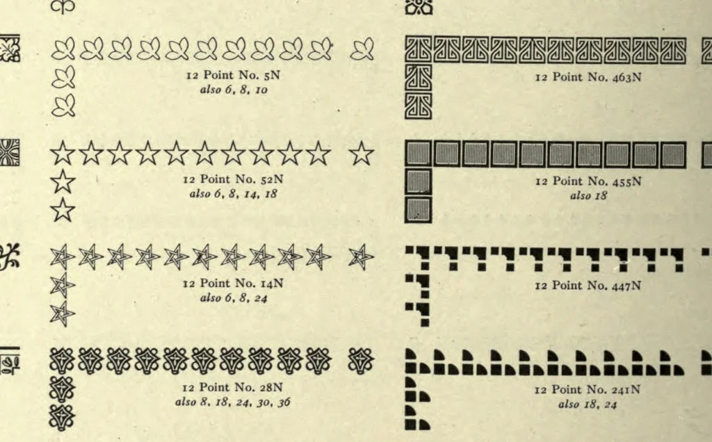 An illustration from The monotype specimen book of type faces. A complete catalog of matrices made for use with the monotype composing machine and with type & rule caster, 1922, leaf 678