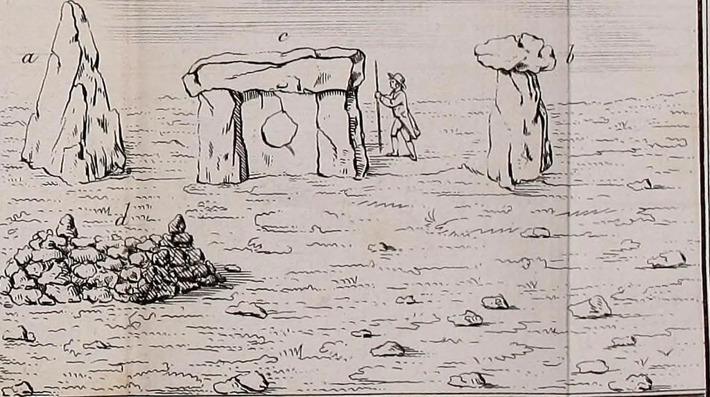 An illustration from Monumens celtiques; ou, Recherches sur le culte des pierres, précédées d'une notice sur les Celtes et sur les druides, et suivies d'étymologies celtiques, 1805, leaf 502