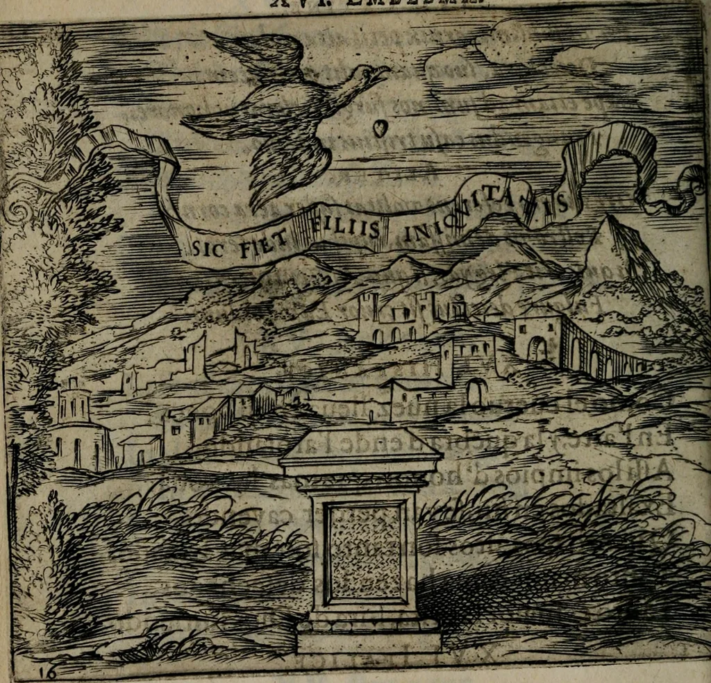 An illustration from Monumenta emblematorum Christianorum virtutum : tum politicarum, tum oeconomicarum chorum centuria una adumbrantia. ..., 1619, leaf 101