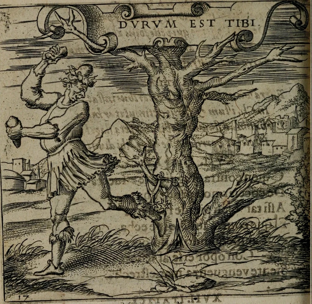 An illustration from Monumenta emblematorum Christianorum virtutum : tum politicarum, tum oeconomicarum chorum centuria una adumbrantia. ..., 1619, leaf 105