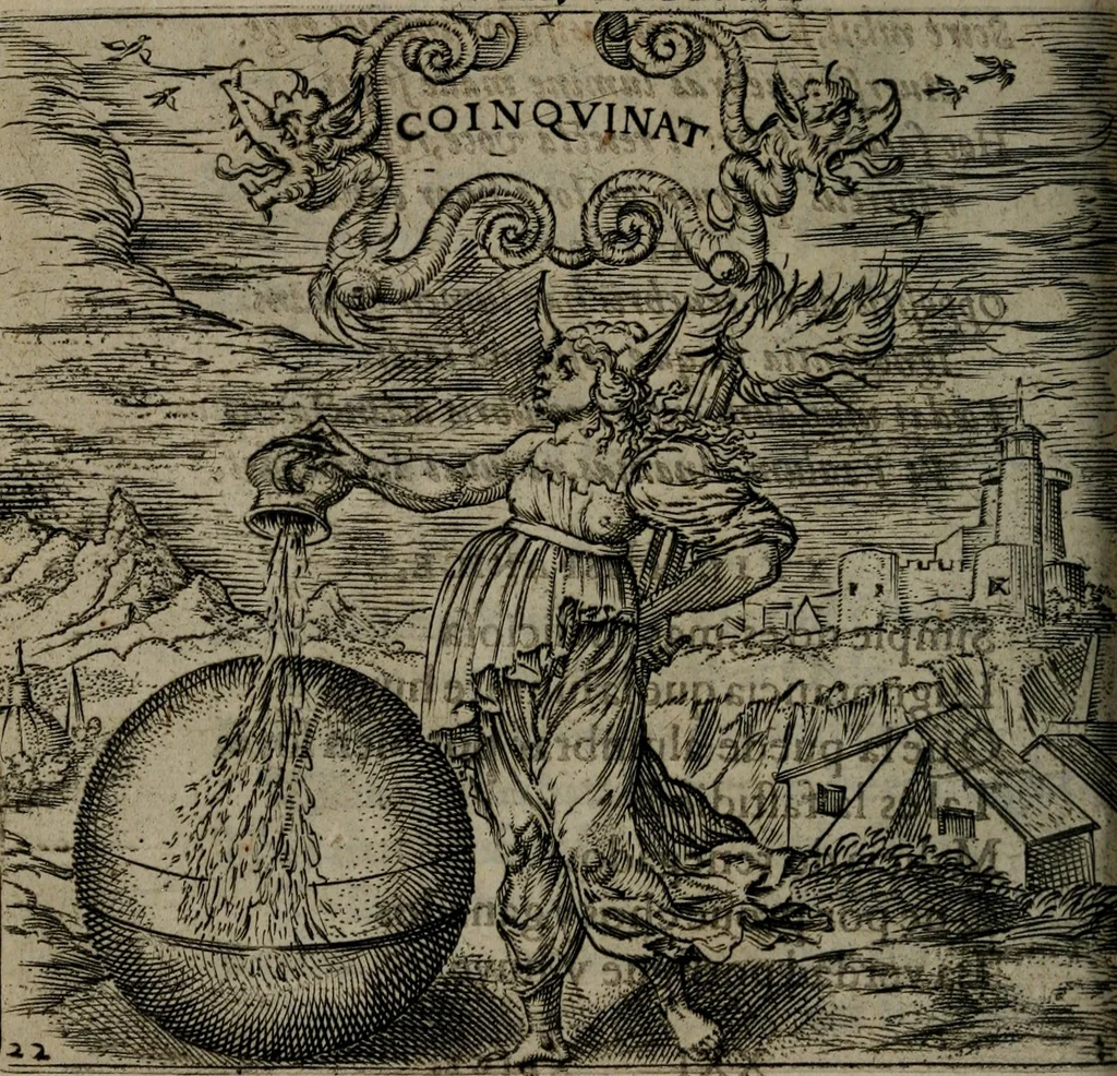 An illustration from Monumenta emblematorum Christianorum virtutum : tum politicarum, tum oeconomicarum chorum centuria una adumbrantia. ..., 1619, leaf 125