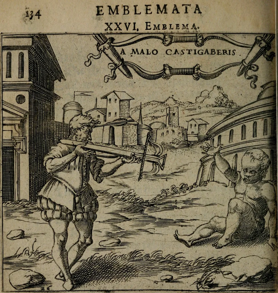 An illustration from Monumenta emblematorum Christianorum virtutum : tum politicarum, tum oeconomicarum chorum centuria una adumbrantia. ..., 1619, leaf 141