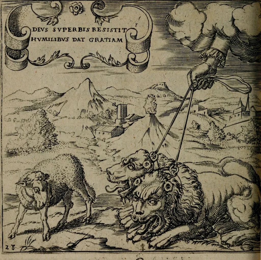 An illustration from Monumenta emblematorum Christianorum virtutum : tum politicarum, tum oeconomicarum chorum centuria una adumbrantia. ..., 1619, leaf 149