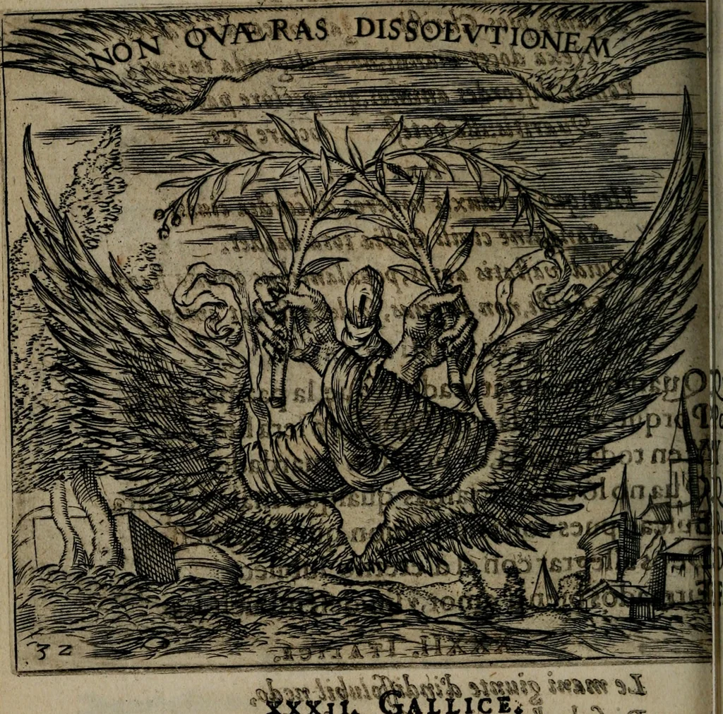 An illustration from Monumenta emblematorum Christianorum virtutum : tum politicarum, tum oeconomicarum chorum centuria una adumbrantia. ..., 1619, leaf 165