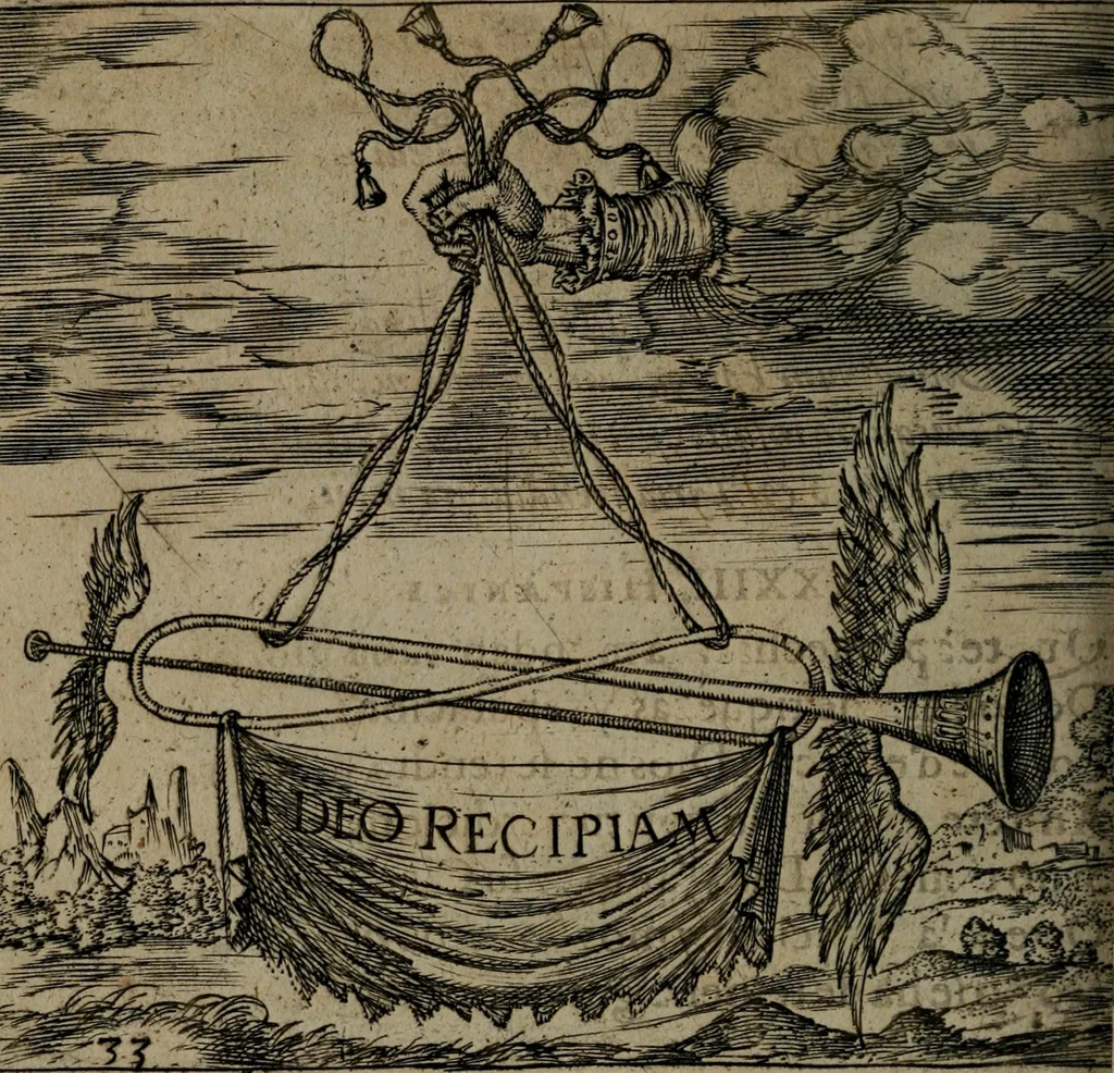 An illustration from Monumenta emblematorum Christianorum virtutum : tum politicarum, tum oeconomicarum chorum centuria una adumbrantia. ..., 1619, leaf 169