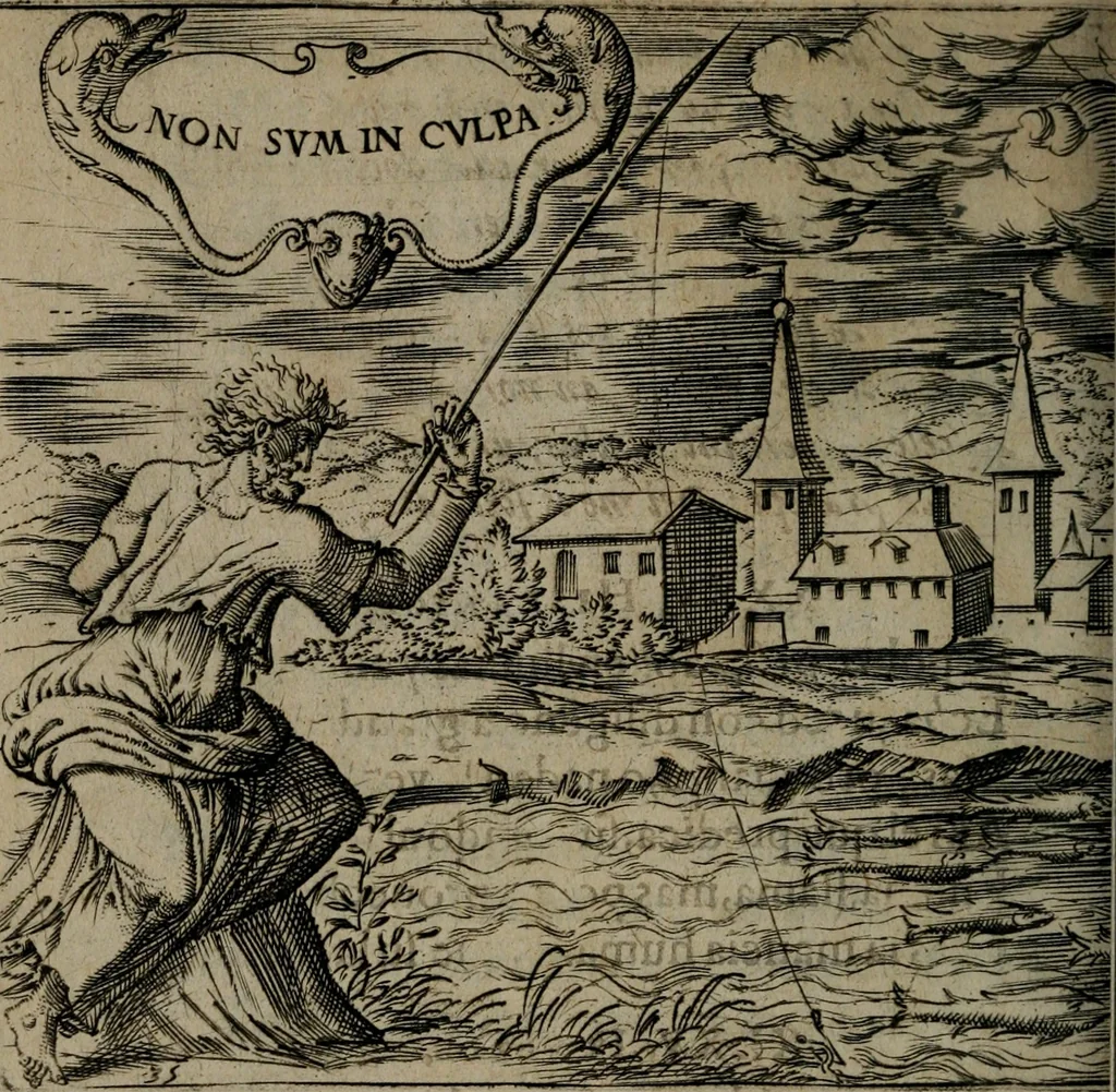An illustration from Monumenta emblematorum Christianorum virtutum : tum politicarum, tum oeconomicarum chorum centuria una adumbrantia. ..., 1619, leaf 177