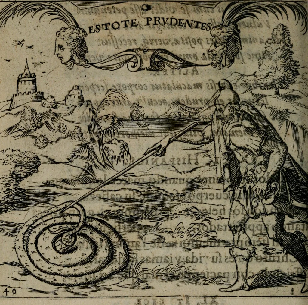 An illustration from Monumenta emblematorum Christianorum virtutum : tum politicarum, tum oeconomicarum chorum centuria una adumbrantia. ..., 1619, leaf 197