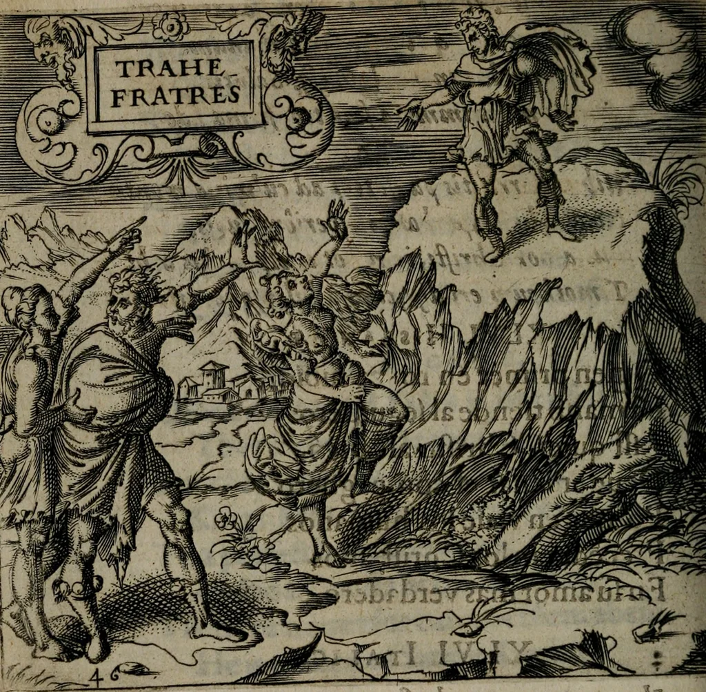 An illustration from Monumenta emblematorum Christianorum virtutum : tum politicarum, tum oeconomicarum chorum centuria una adumbrantia. ..., 1619, leaf 221