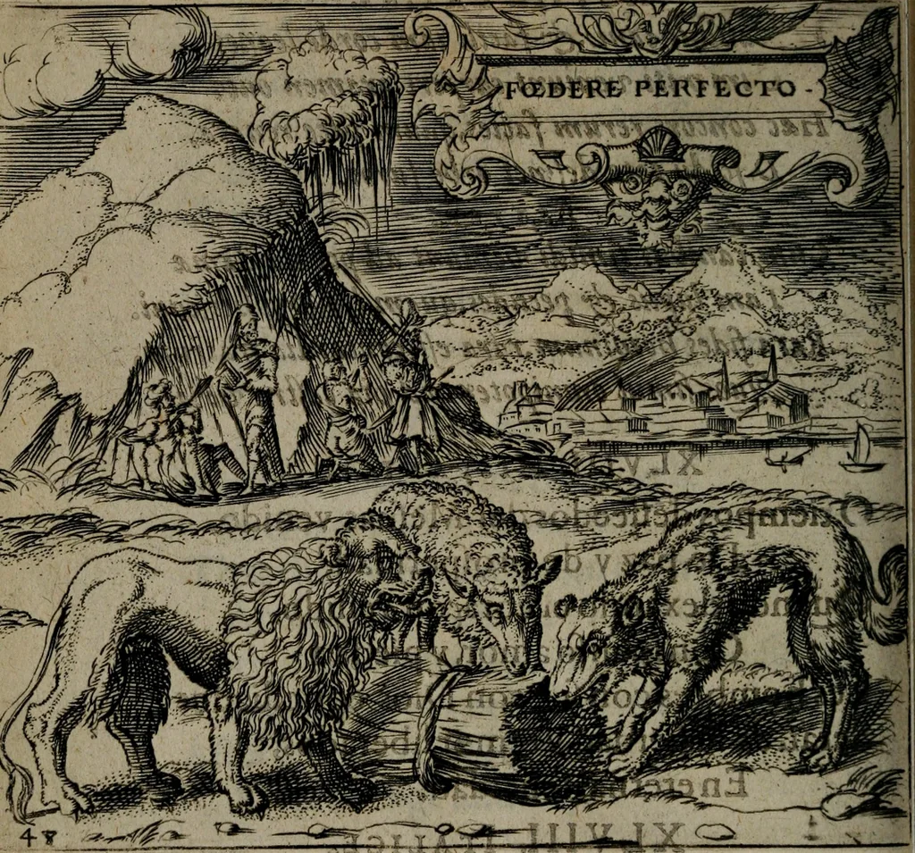 An illustration from Monumenta emblematorum Christianorum virtutum : tum politicarum, tum oeconomicarum chorum centuria una adumbrantia. ..., 1619, leaf 229