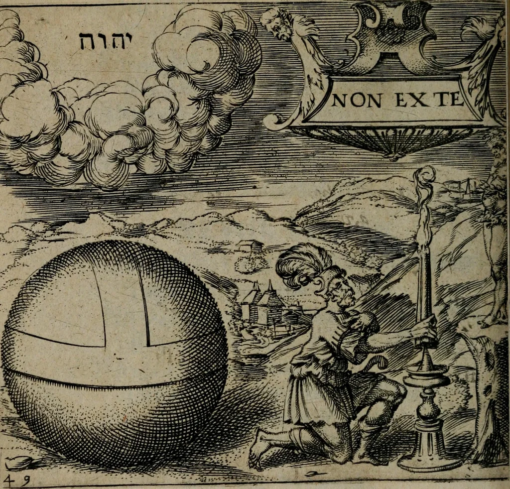 An illustration from Monumenta emblematorum Christianorum virtutum : tum politicarum, tum oeconomicarum chorum centuria una adumbrantia. ..., 1619, leaf 233