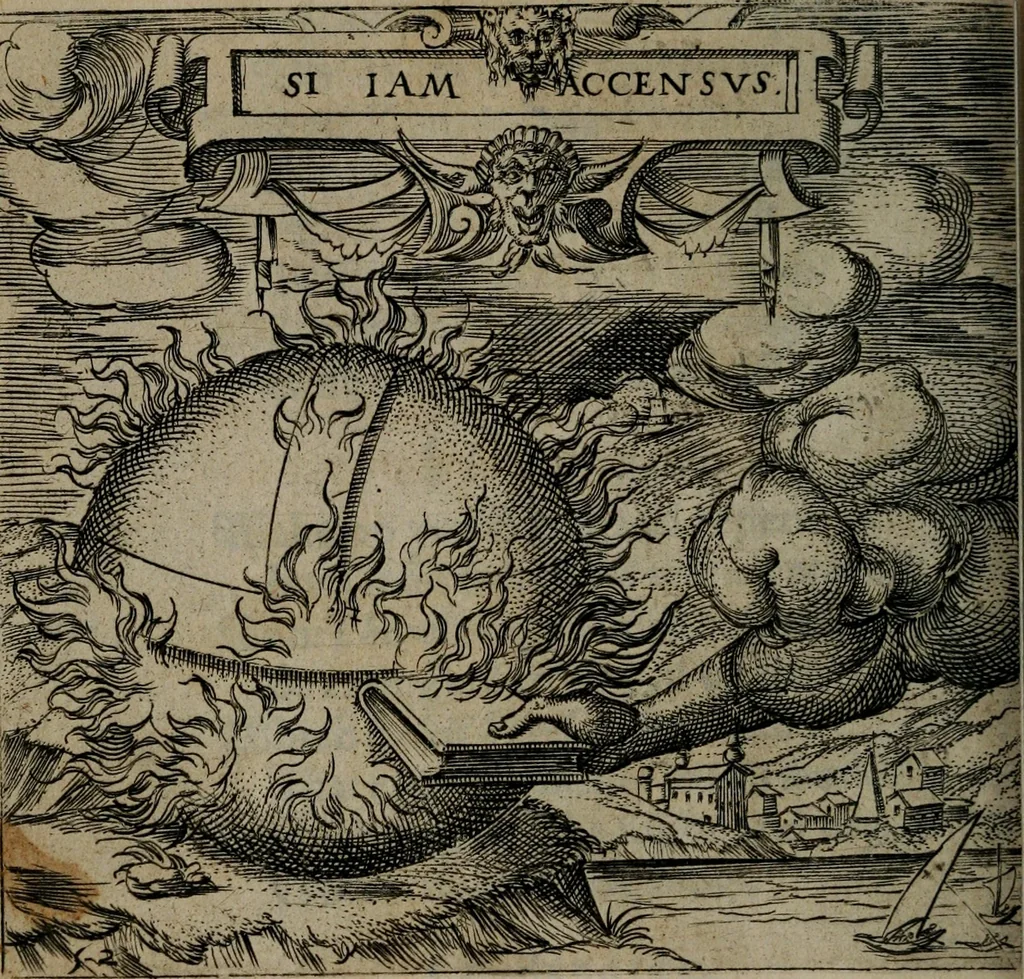 An illustration from Monumenta emblematorum Christianorum virtutum : tum politicarum, tum oeconomicarum chorum centuria una adumbrantia. ..., 1619, leaf 245