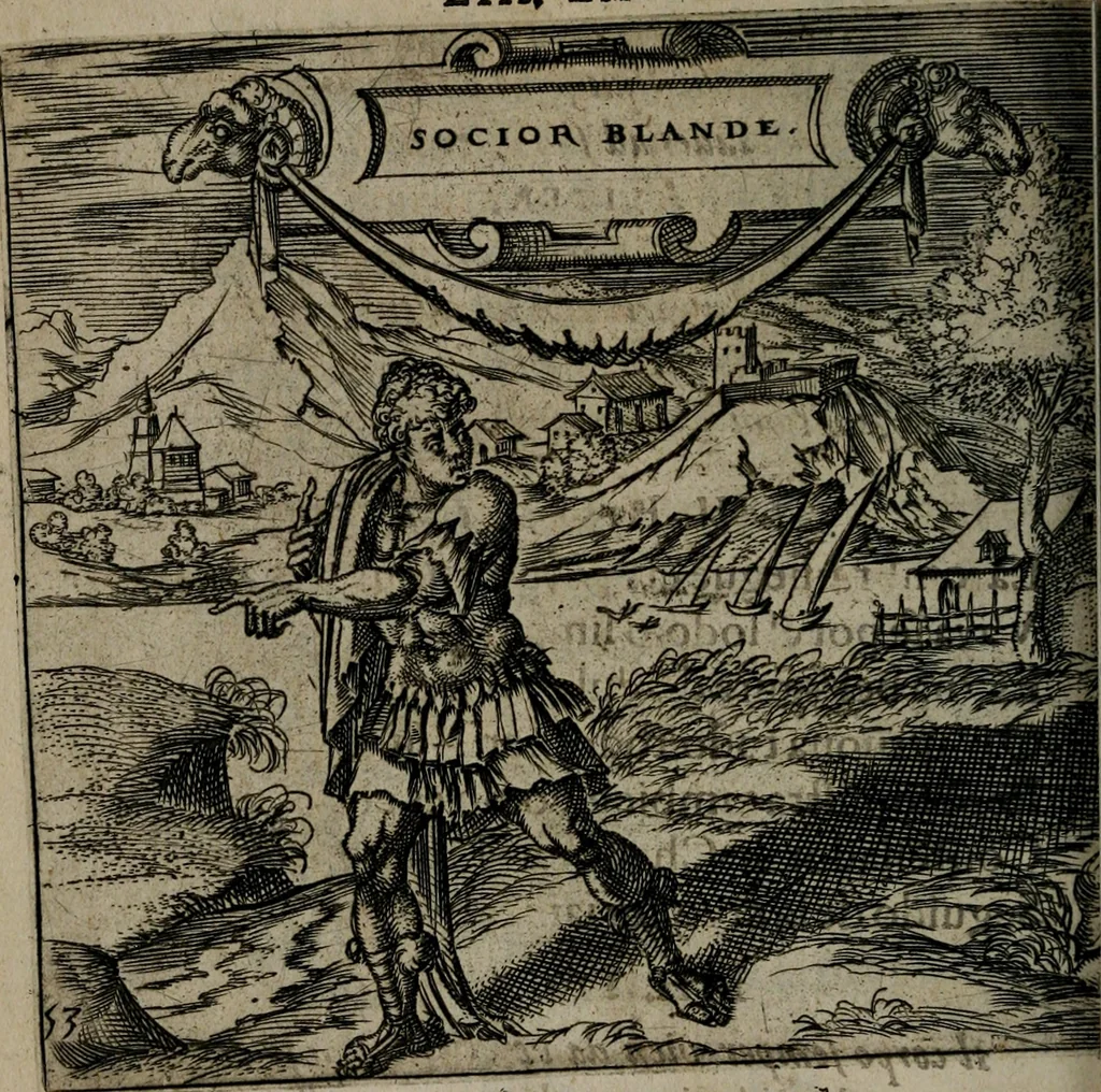 An illustration from Monumenta emblematorum Christianorum virtutum : tum politicarum, tum oeconomicarum chorum centuria una adumbrantia. ..., 1619, leaf 249