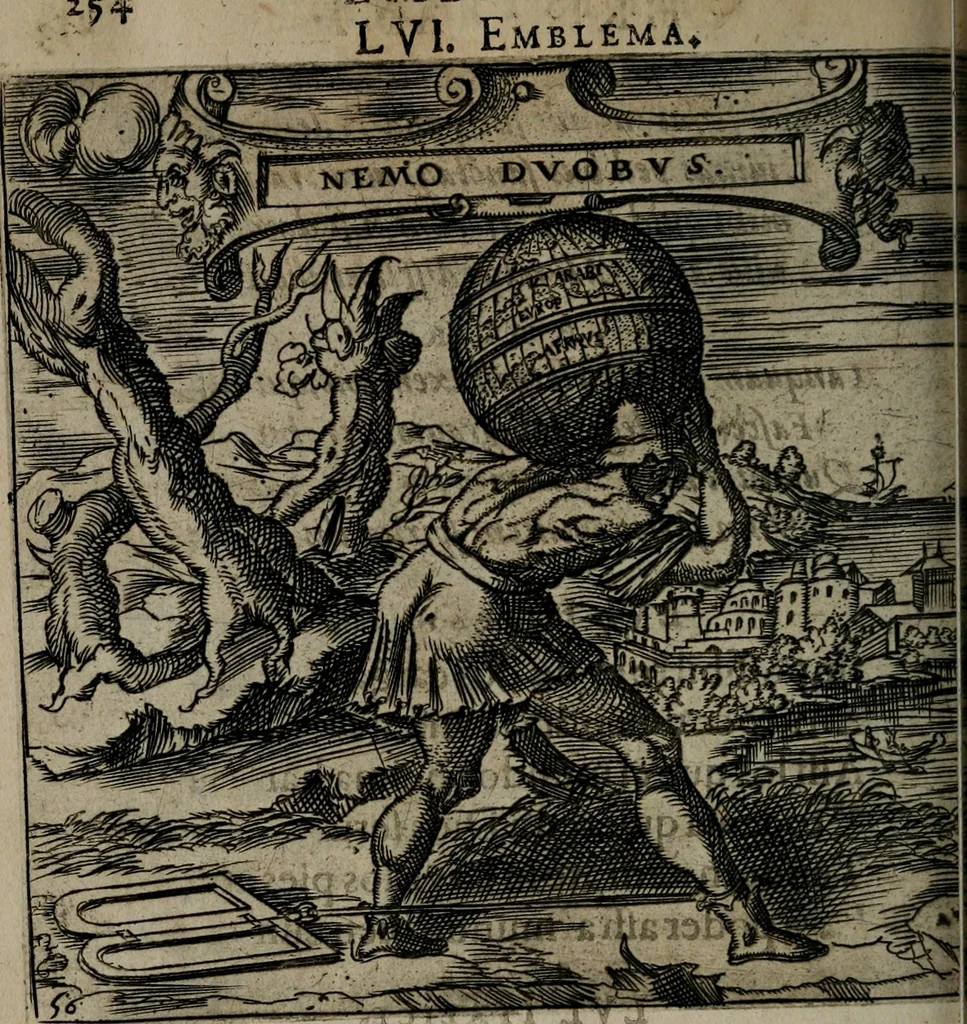 An illustration from Monumenta emblematorum Christianorum virtutum : tum politicarum, tum oeconomicarum chorum centuria una adumbrantia. ..., 1619, leaf 261