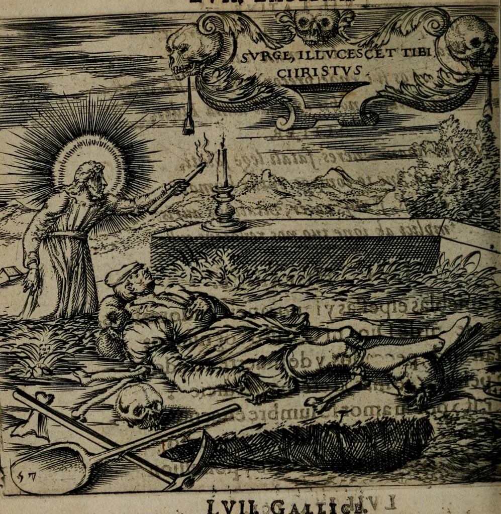 An illustration from Monumenta emblematorum Christianorum virtutum : tum politicarum, tum oeconomicarum chorum centuria una adumbrantia. ..., 1619, leaf 265