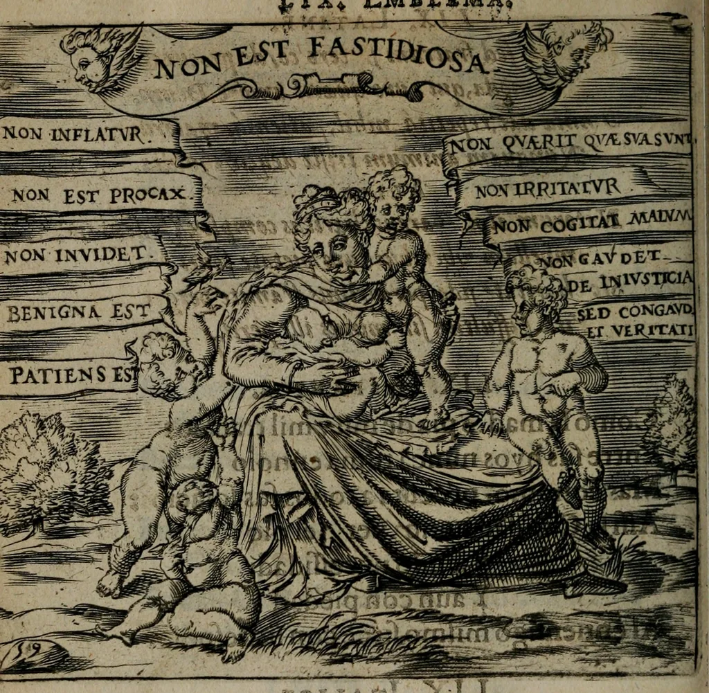 An illustration from Monumenta emblematorum Christianorum virtutum : tum politicarum, tum oeconomicarum chorum centuria una adumbrantia. ..., 1619, leaf 273
