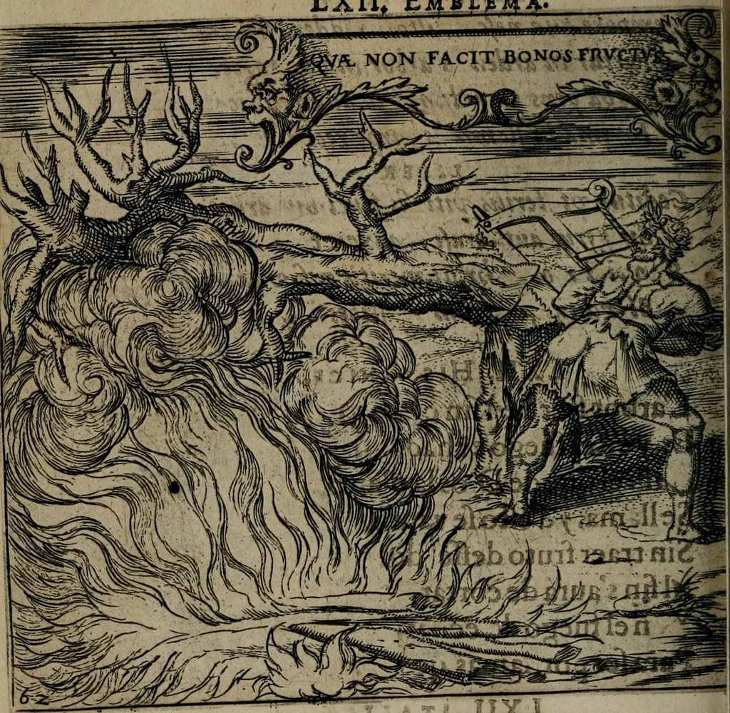 An illustration from Monumenta emblematorum Christianorum virtutum : tum politicarum, tum oeconomicarum chorum centuria una adumbrantia. ..., 1619, leaf 285