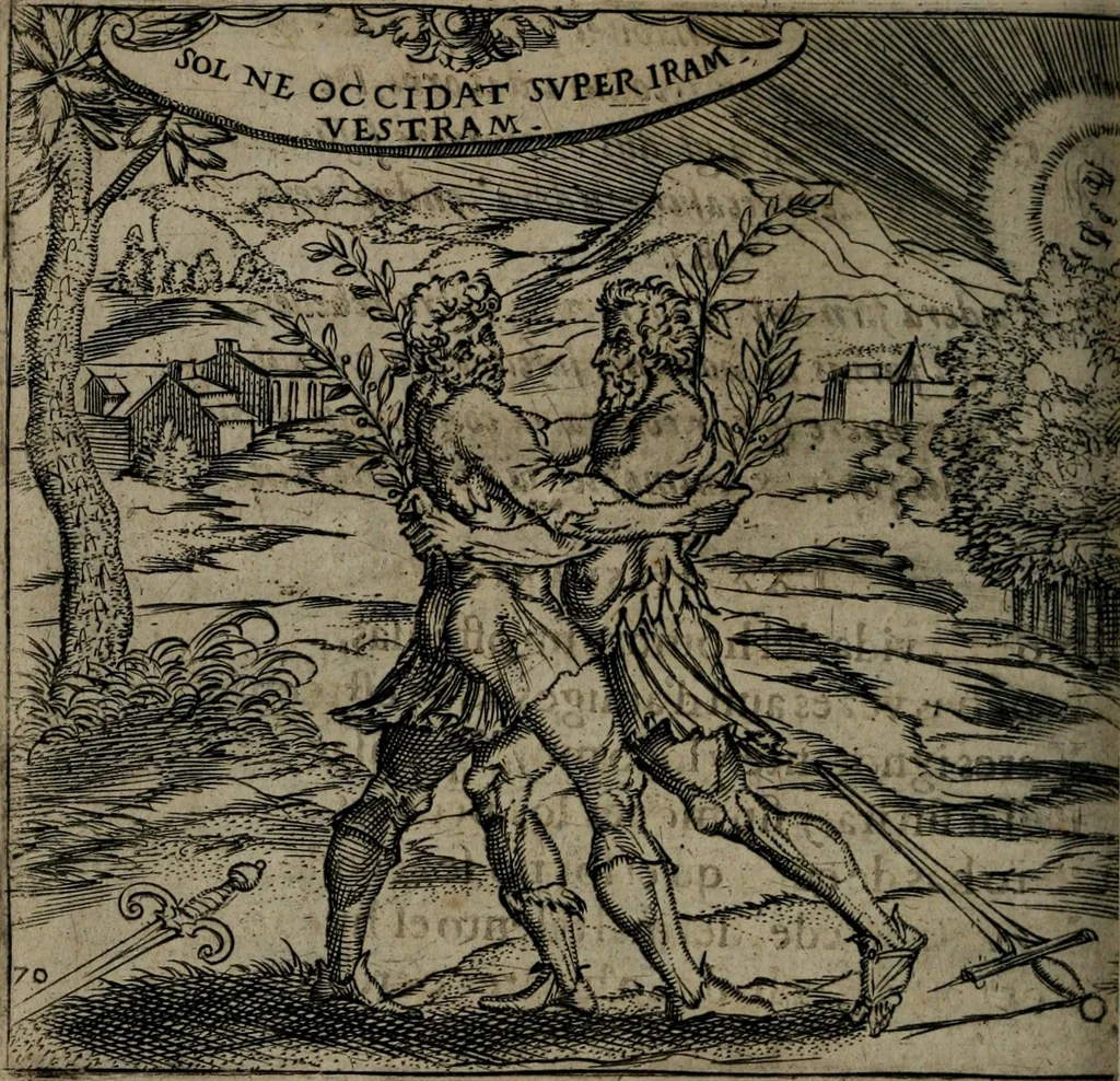 An illustration from Monumenta emblematorum Christianorum virtutum : tum politicarum, tum oeconomicarum chorum centuria una adumbrantia. ..., 1619, leaf 317
