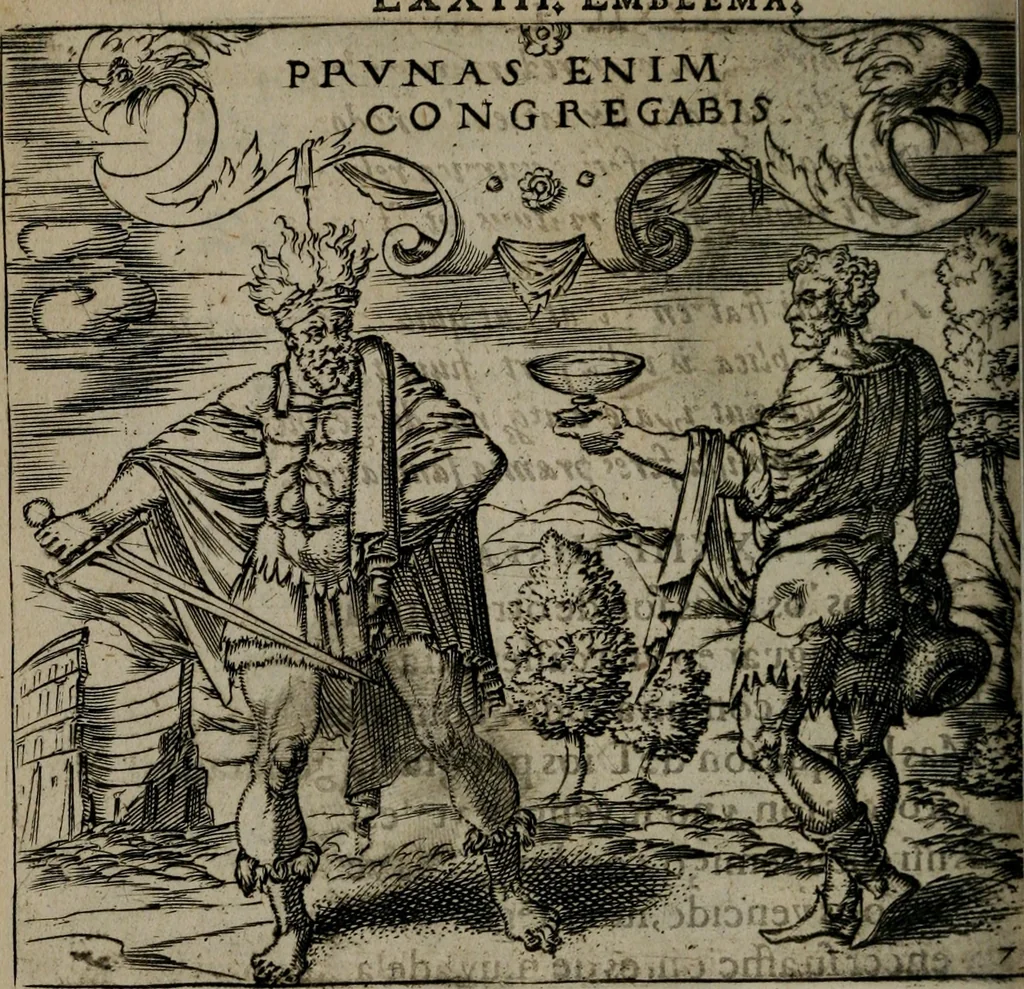 An illustration from Monumenta emblematorum Christianorum virtutum : tum politicarum, tum oeconomicarum chorum centuria una adumbrantia. ..., 1619, leaf 329