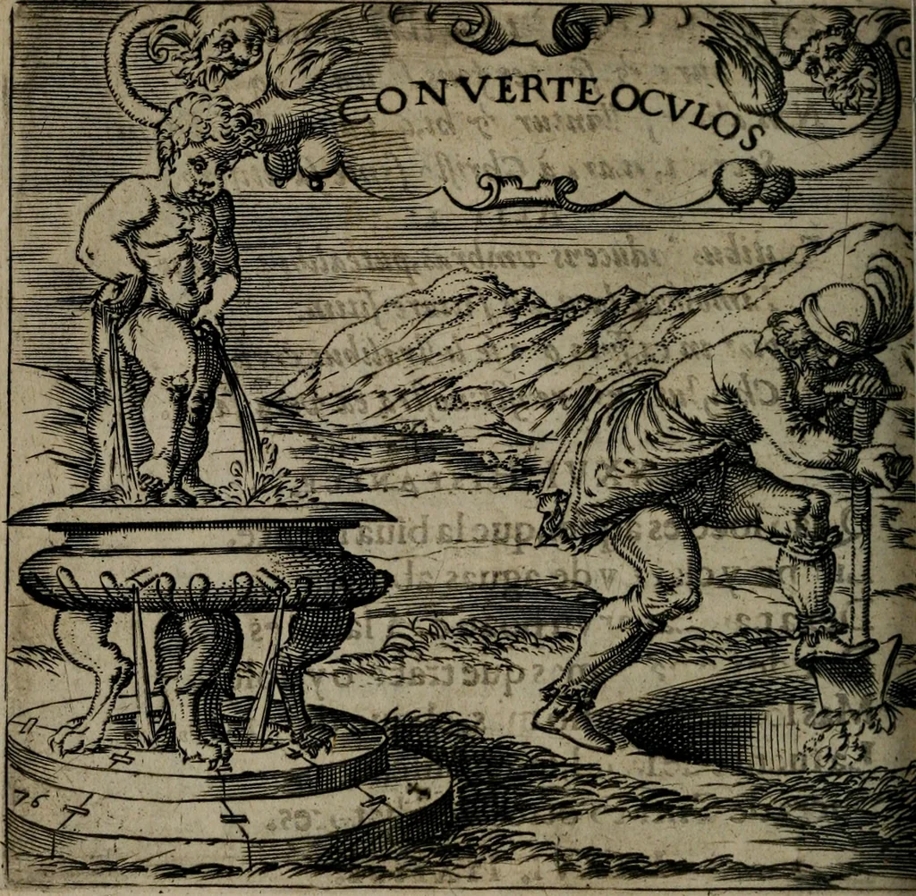 An illustration from Monumenta emblematorum Christianorum virtutum : tum politicarum, tum oeconomicarum chorum centuria una adumbrantia. ..., 1619, leaf 341
