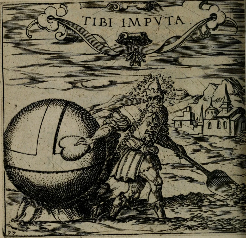 An illustration from Monumenta emblematorum Christianorum virtutum : tum politicarum, tum oeconomicarum chorum centuria una adumbrantia. ..., 1619, leaf 345