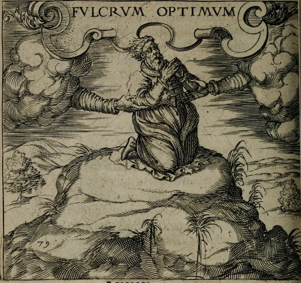 An illustration from Monumenta emblematorum Christianorum virtutum : tum politicarum, tum oeconomicarum chorum centuria una adumbrantia. ..., 1619, leaf 353