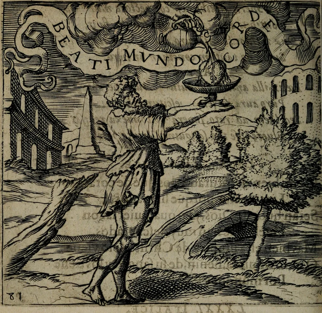 An illustration from Monumenta emblematorum Christianorum virtutum : tum politicarum, tum oeconomicarum chorum centuria una adumbrantia. ..., 1619, leaf 361
