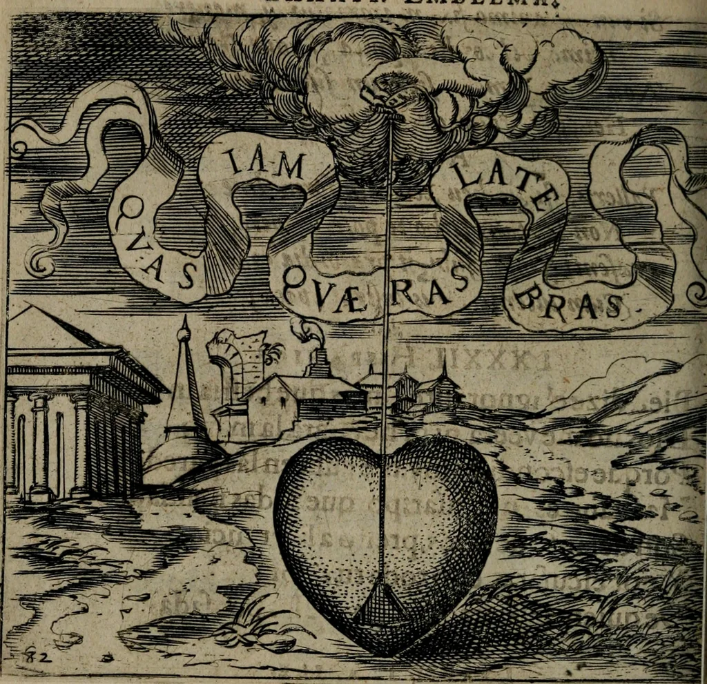 An illustration from Monumenta emblematorum Christianorum virtutum : tum politicarum, tum oeconomicarum chorum centuria una adumbrantia. ..., 1619, leaf 365
