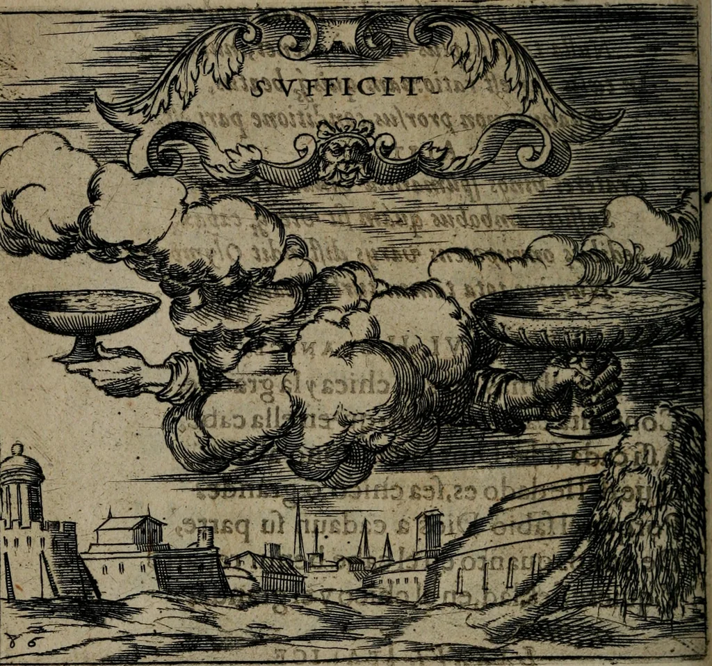 An illustration from Monumenta emblematorum Christianorum virtutum : tum politicarum, tum oeconomicarum chorum centuria una adumbrantia. ..., 1619, leaf 381