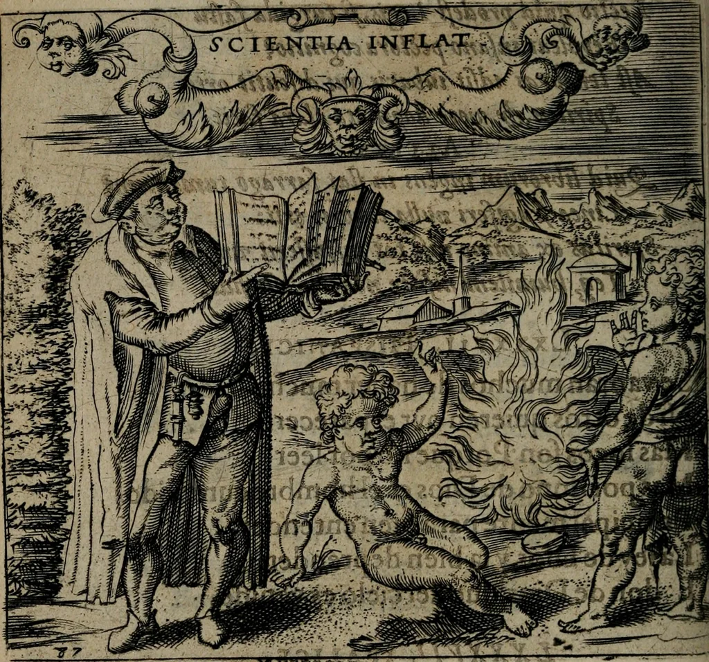 An illustration from Monumenta emblematorum Christianorum virtutum : tum politicarum, tum oeconomicarum chorum centuria una adumbrantia. ..., 1619, leaf 385